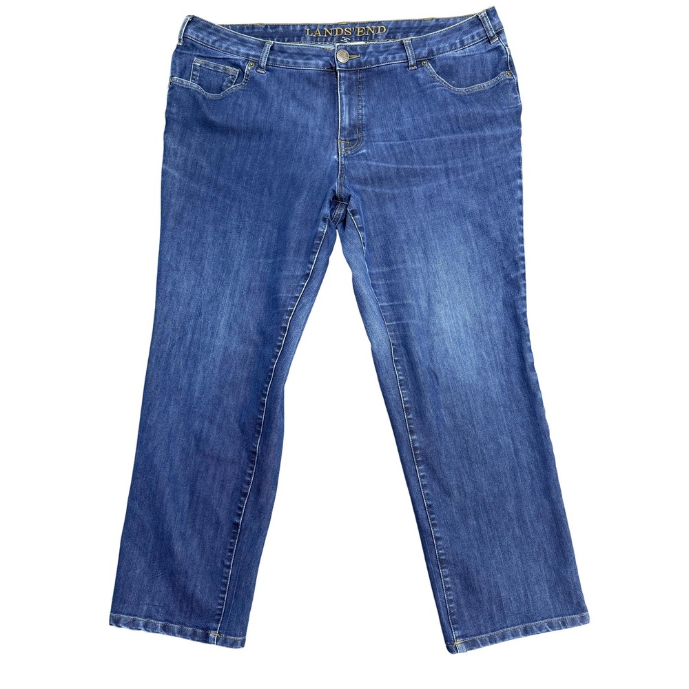 Lands' End Jeans Womens 18W Blue Fit 2 High Rise Straight Leg Stretch‎ Denim